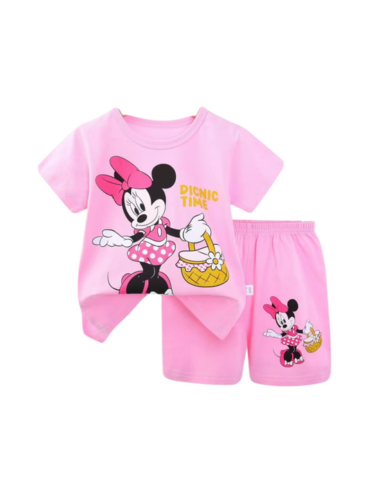 Baby & Kids Minnie Mouse Printed T-shirt & Shorts Pant Set