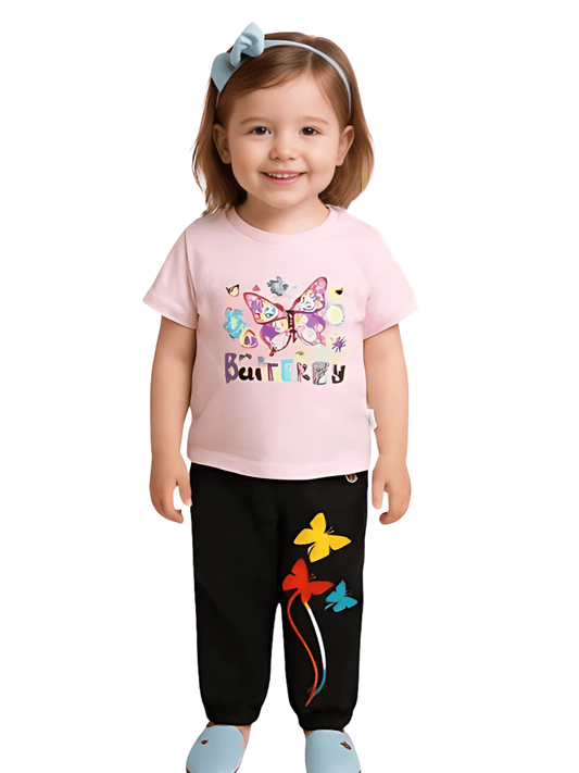 Baby & Kids 2pcs Butterfly Printed T-shirt Set (3mths - 6yrs) - Childrengoods
