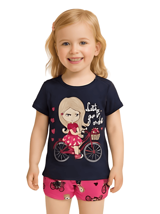 Baby & Kids 2pcs Cycle Printed T-shirt Set (3mths - 6yrs) - Childrengoods