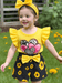 Baby & Kids Girl Yellow Love Printed T-shirt & Shorts Pant Set - Childrengoods