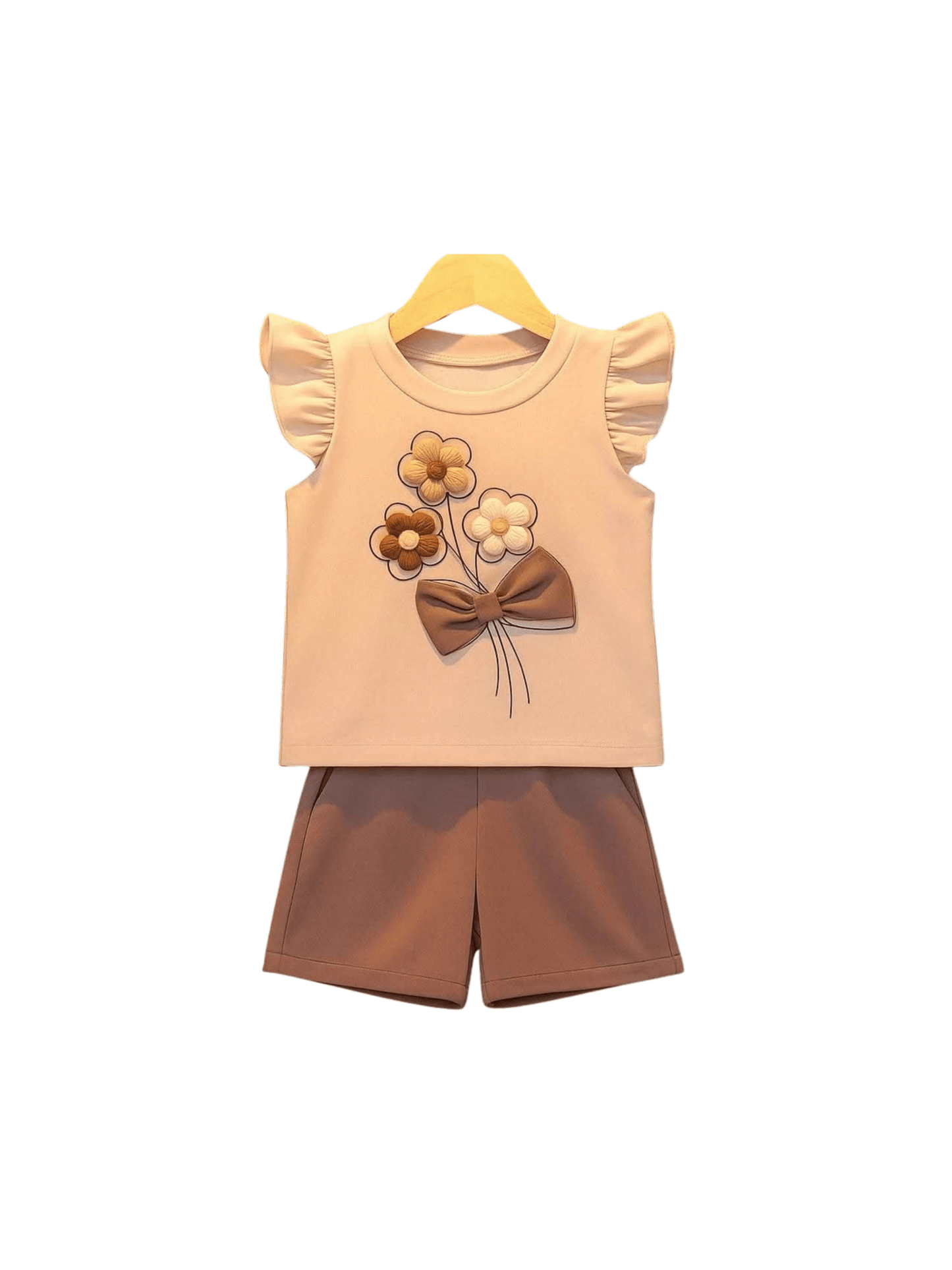 Baby & Kids Girls Off White T-shirt & Shorts Pant Set - Childrengoods