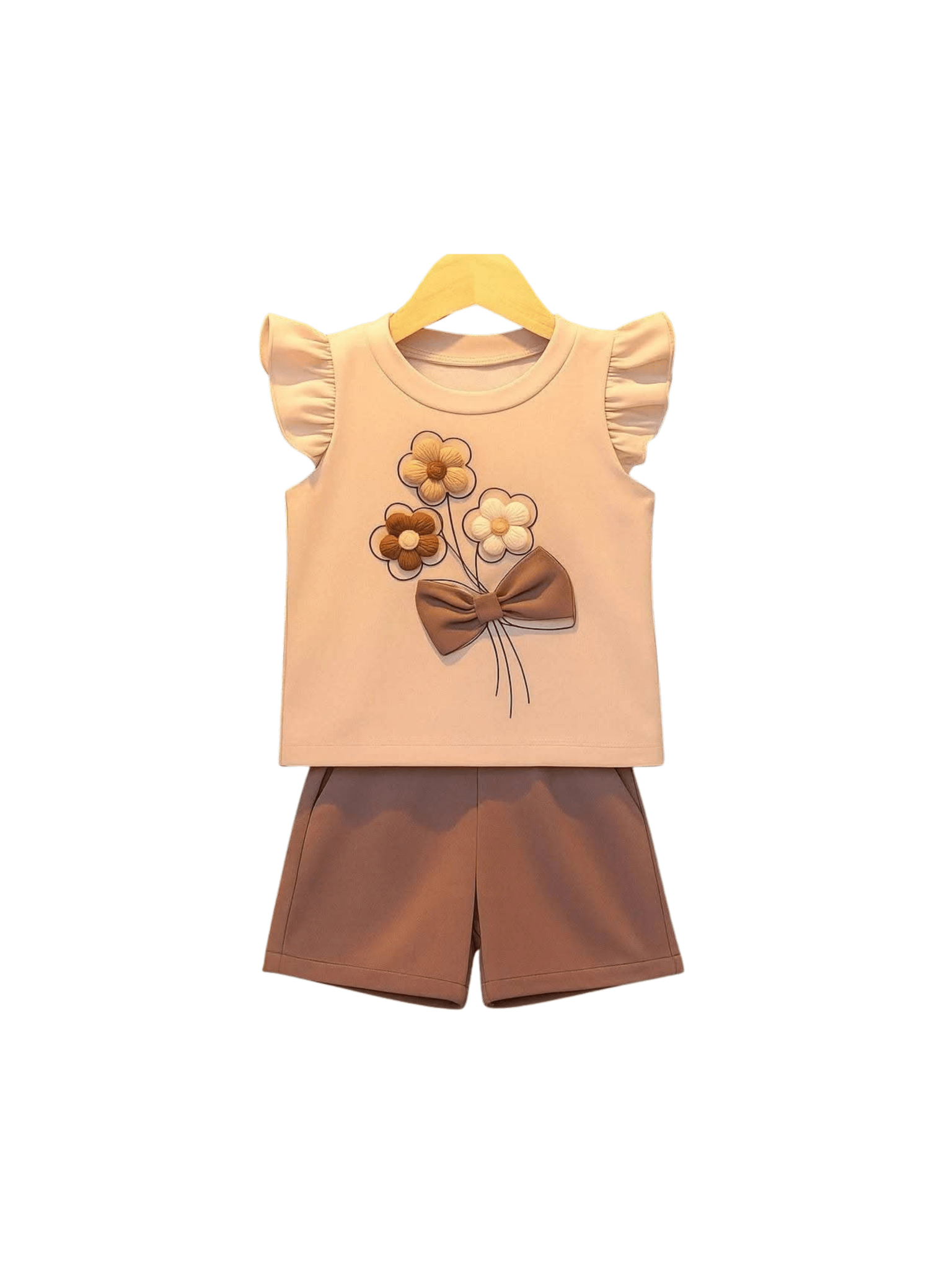 Baby & Kids Girls Off White T-shirt & Shorts Pant Set - Childrengoods
